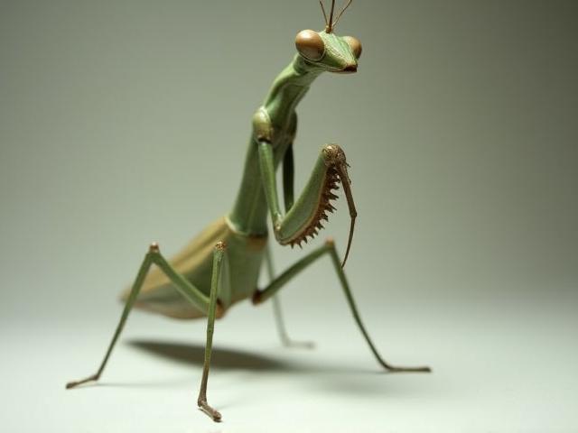 威厳あるカマキリの陶器製フィギュア