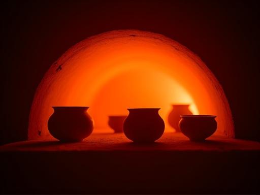 高温で熱せられた窯の中で最終焼成される陶器。